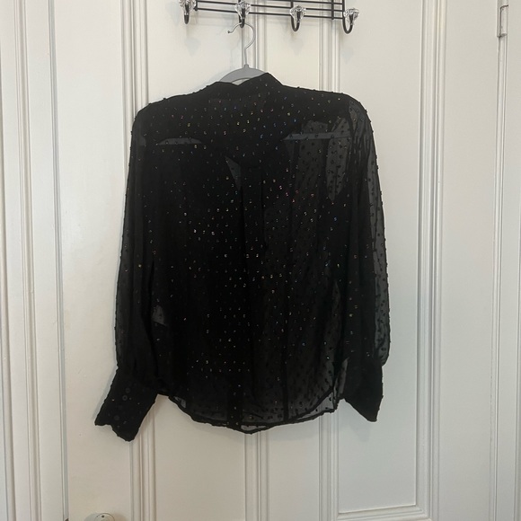 NWT Zaidg and Voltaire Black Twin Mousseline Swiss Dot Blouse - Picture 4 of 6